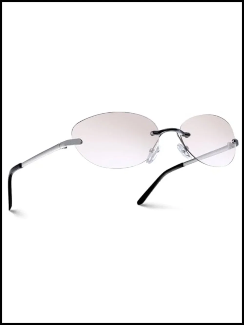 Rimless Oval Sunglasses Women Y2K Futuristic UV Protection